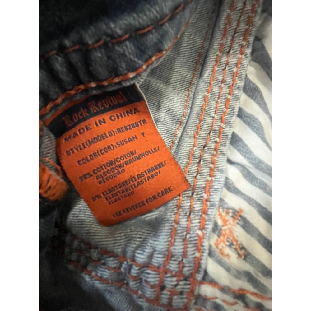 Rock Revival Bootcut Jeans Light Wash Distressed Embellished Studded Size 28 - Picture 10 of 14